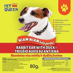 Rabbit Ear With Duck 80g -küülikukõrv pardiga Niam Niam, Maiuspala igat tõugu ja suurust koertele цена и информация | Лакомства для собак | kaup24.ee