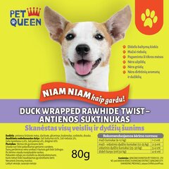 DUCK WRAPPED RAWHIDE TWIST 80g - утиные рулетики NIAM NIAM. Лакомство для собак всех пород и размеров цена и информация | Лакомства для собак | kaup24.ee