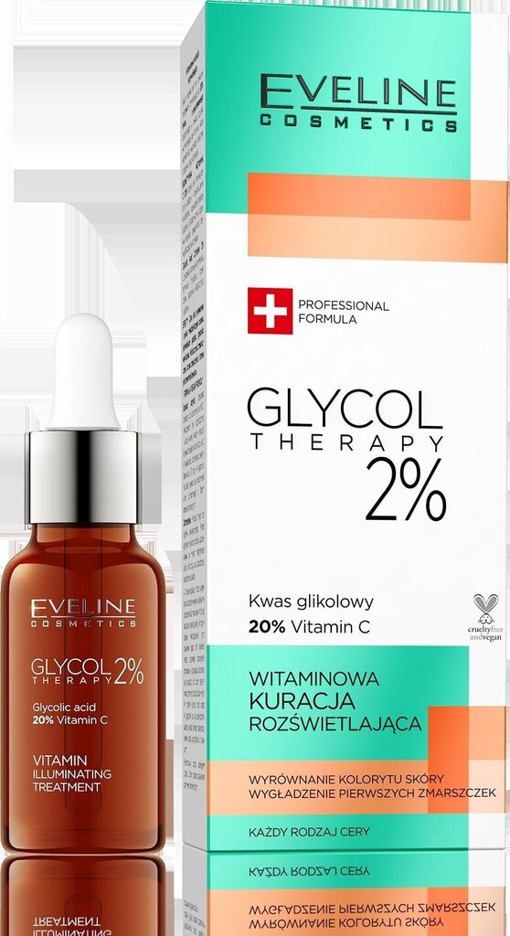 Näoseerum Eveline Glycol Therapy 2% Vitamin Brightening Treatment, 18ml цена и информация | Näoõlid, seerumid | kaup24.ee