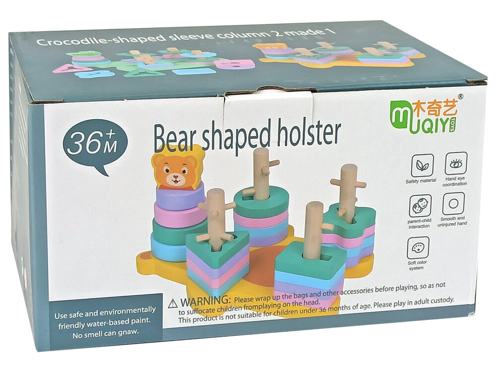 Laste puidust klotside mäng Lean Toys Teddy Bear  цена и информация | Arendavad mänguasjad | kaup24.ee