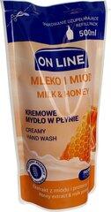 Запасной блок для жидкого мыла On Line Milk and Honey, 500 мл цена и информация | Мыло | kaup24.ee