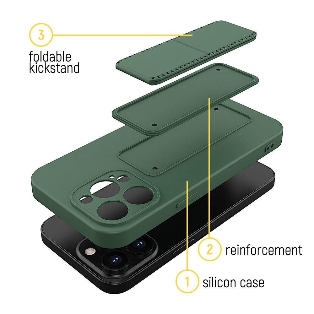 Telefoniümbris Wozinsky Kickstand Case Silicone Stand Cover for Xiaomi Redmi Note 11S / Note 11, must цена и информация | Telefoni kaaned, ümbrised | kaup24.ee