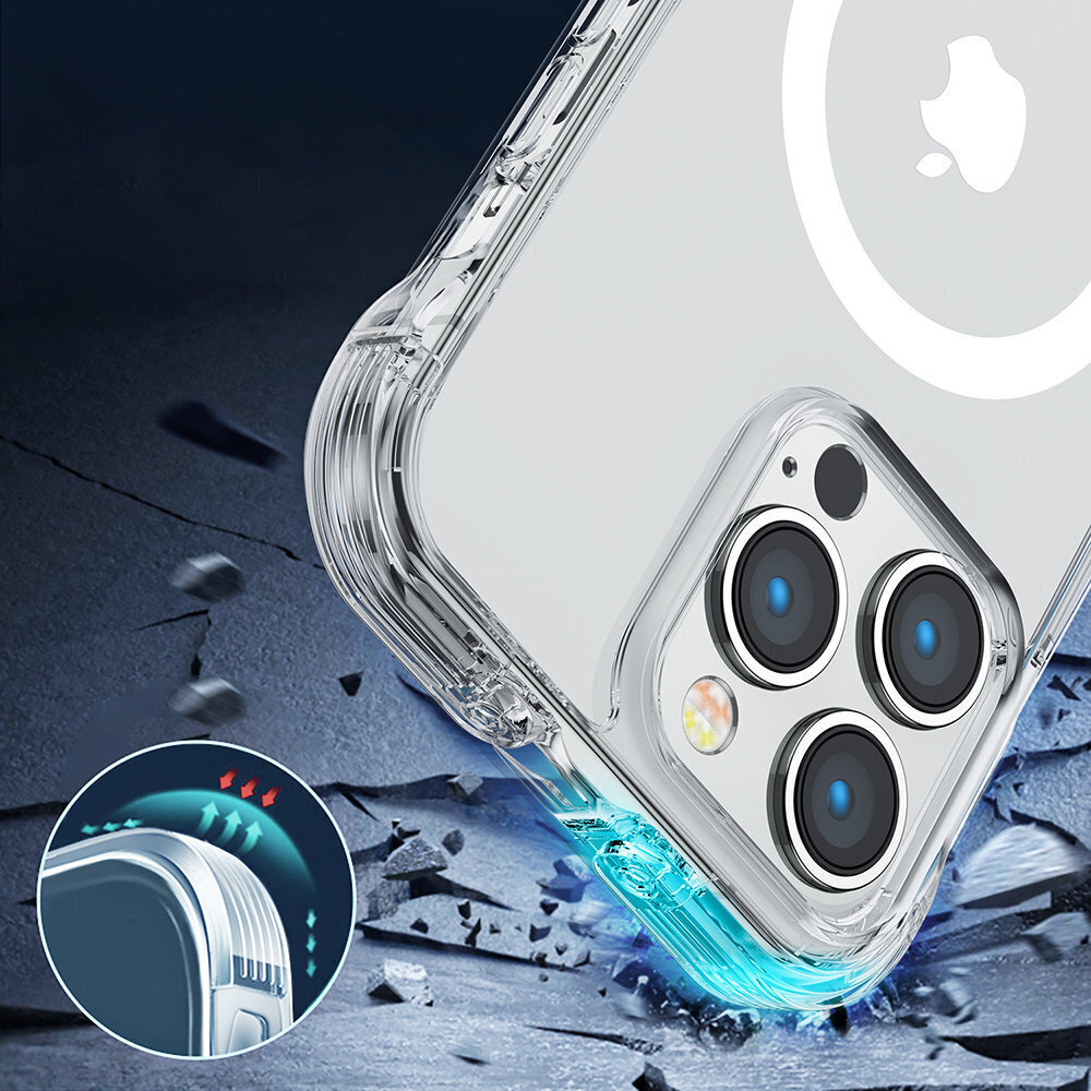Telefoniümbris Joyroom Magnetic Defender Magnetic Case for iPhone 14 Pro Armored Case with Hooks Stand Clear (MagSafe Compatible), läbipaistev цена и информация | Telefoni kaaned, ümbrised | kaup24.ee