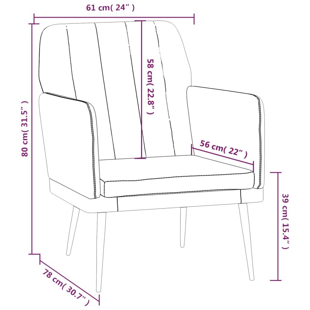 vidaXL tugitool, must, 61x78x80 cm, kunstnahk hind ja info | Tugitoolid ja tugitoolvoodid | kaup24.ee