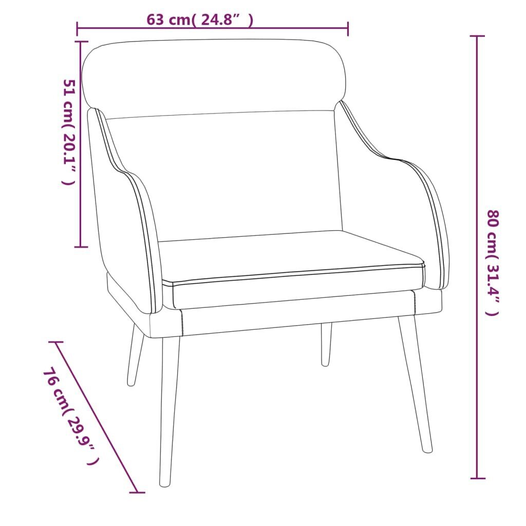 vidaXL tugitool, tumeroheline, 63 x 76 x 80 cm, samet цена и информация | Tugitoolid ja tugitoolvoodid | kaup24.ee