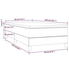 vidaXL kontinentaalvoodi madratsiga, tumesinine, 90x200 cm, samet hind ja info | Voodid | kaup24.ee