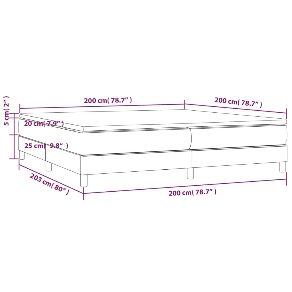 vidaXL kontinentaalvoodi madratsiga, must, 200x200 cm, samet hind ja info | Voodid | kaup24.ee