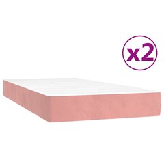 vidaXL kontinentaalvoodi madratsiga, roosa, 200x200 cm, samet hind ja info | Voodid | kaup24.ee