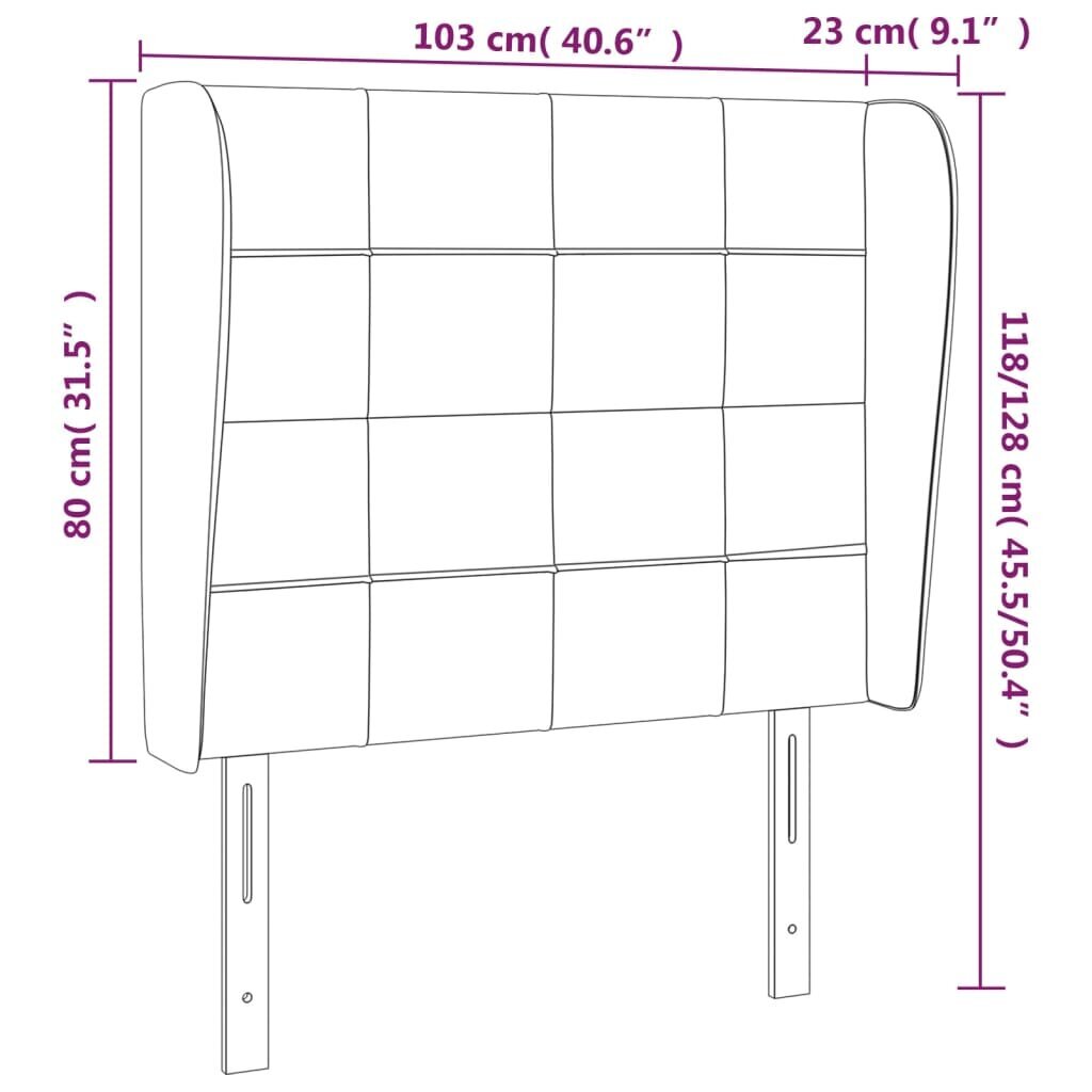 vidaXL voodipeats servadega, must, 103x23x118/128 cm, samet цена и информация | Voodid | kaup24.ee