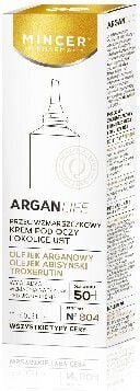 Silma- ja huulekreem Mincer Pharma ArganLife 50+, 15 ml hind ja info | Silmakreemid, seerumid | kaup24.ee