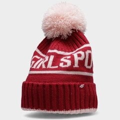Müts 4F Jr HJZ22-JCAD005 62S, punane цена и информация | Шапки, перчатки, шарфы для девочек | kaup24.ee