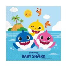 Pabersalvrätikud "Baby Shark", 33 x 33 cm, 20 tk 92542 hind ja info | Ühekordsed nõud | kaup24.ee