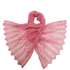 Naiste, kootud villane pitssall, roosa (9542) цена и информация | Женские шарфы, платки | kaup24.ee
