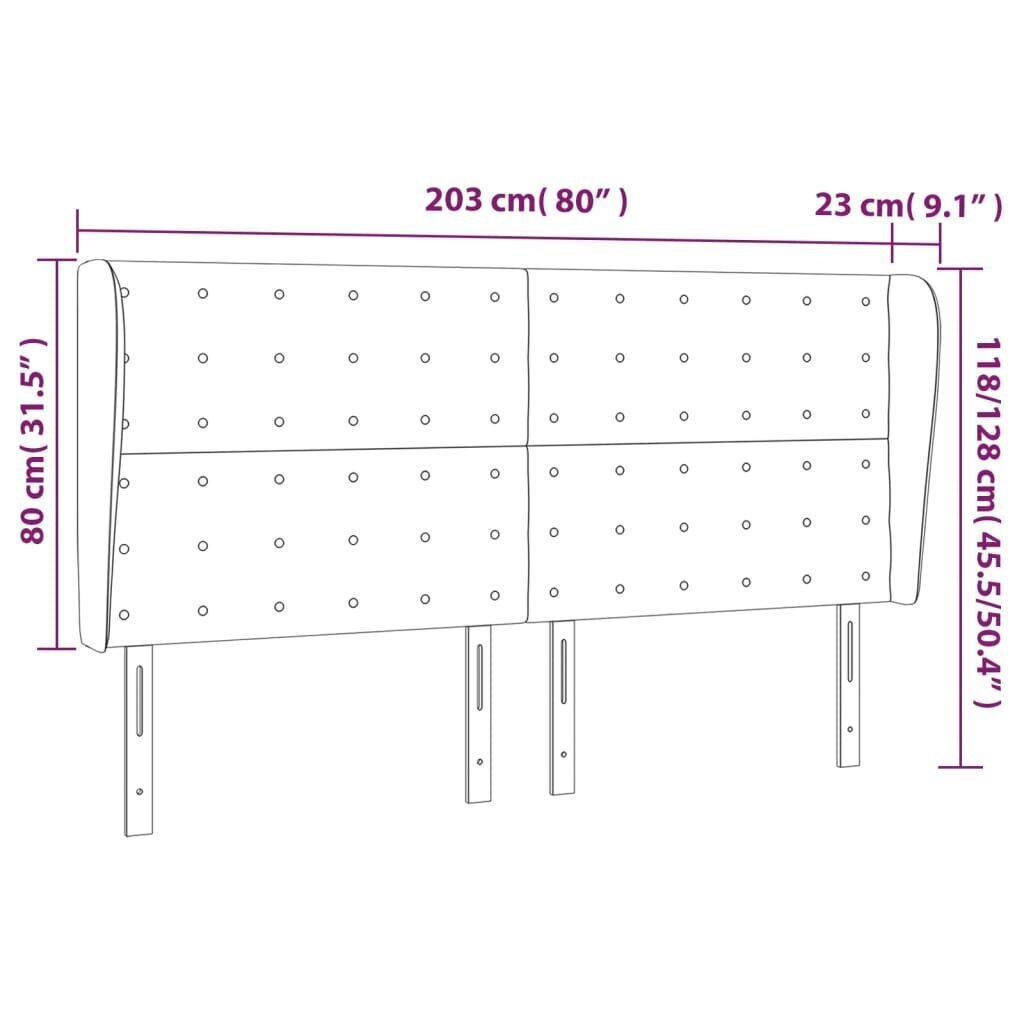 vidaXL voodipeats servadega, valge, 203x23x118/128 cm, kunstnahk цена и информация | Voodid | kaup24.ee