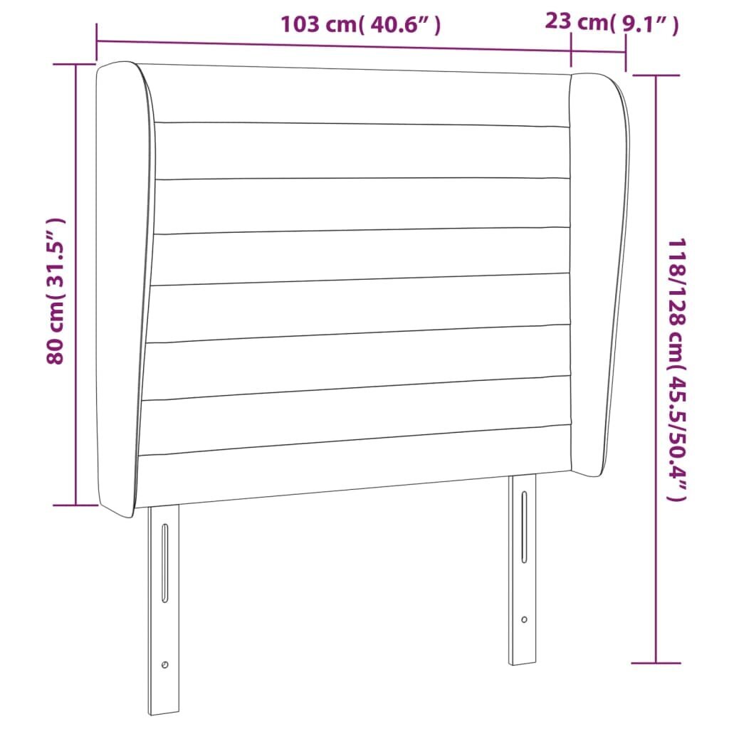 vidaXL voodipeats servadega, tumehall, 103x23x118/128 cm, samet hind ja info | Voodid | kaup24.ee