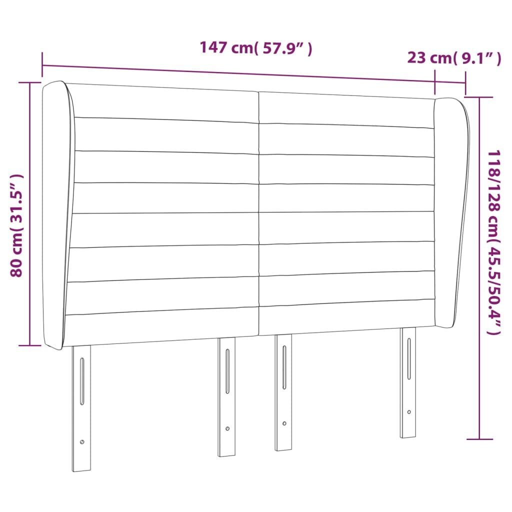 vidaXL voodipeats servadega, must, 147x23x118/128 cm, samet цена и информация | Voodid | kaup24.ee