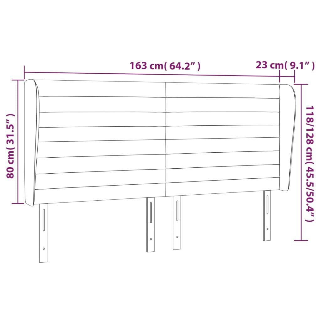 vidaXL voodipeats servadega, helehall, 163x23x118/128 cm, samet цена и информация | Voodid | kaup24.ee