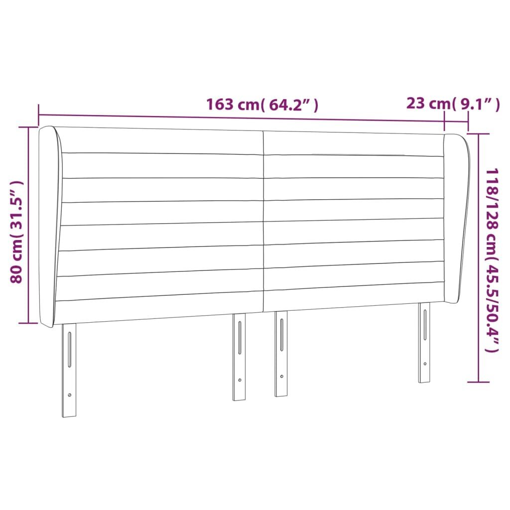 vidaXL voodipeats servadega, tumesinine, 163x23x118/128 cm, samet цена и информация | Voodid | kaup24.ee