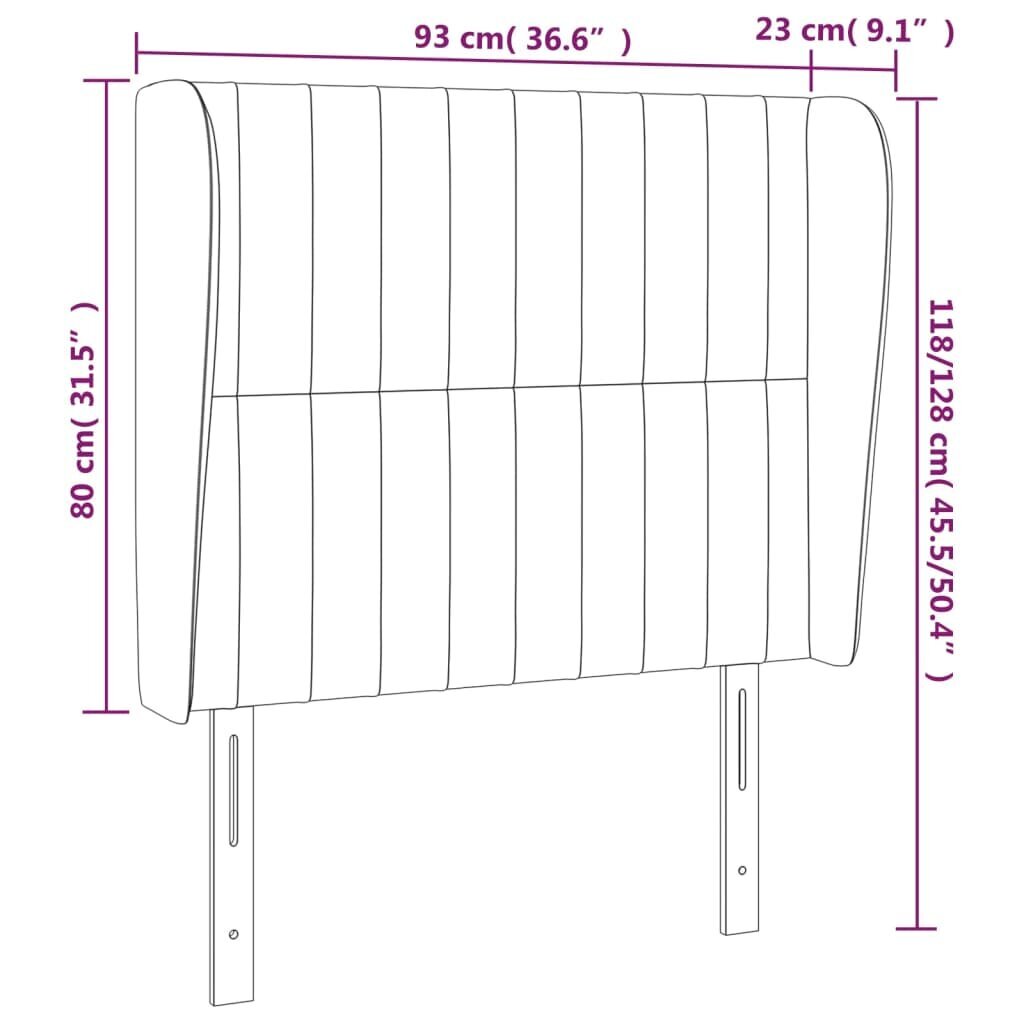 vidaXL voodipeats servadega, tumehall, 93x23x118/128 cm, samet цена и информация | Voodid | kaup24.ee