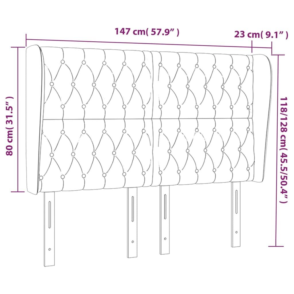 vidaXL voodipeats servadega, tumesinine, 147x23x118/128 cm, samet цена и информация | Voodid | kaup24.ee