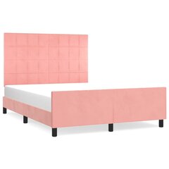 vidaXL voodiraam peatsiga, roosa, 140x190 cm, samet цена и информация | Кровати | kaup24.ee