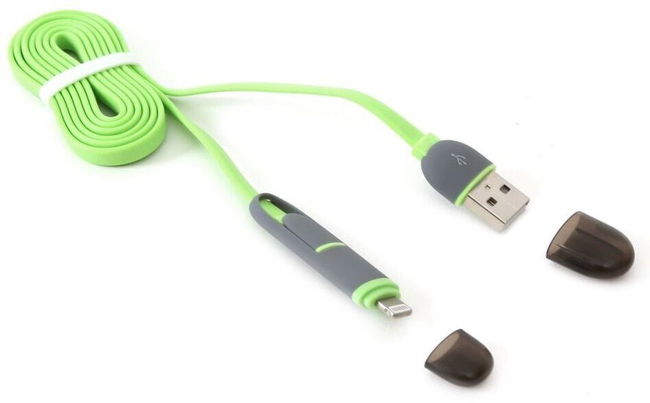 Platinet kaabel USB - microUSB/Lightning 1m, roheline hind ja info | Kaablid ja juhtmed | kaup24.ee