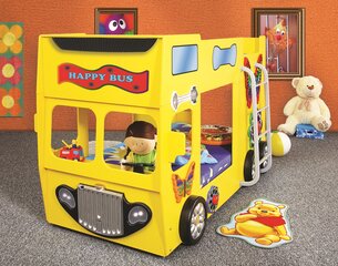 Двухъярусная кровать с матрасами Happy Bus, желтая цена и информация | Детские кровати | kaup24.ee