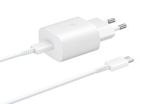 Samsung Travel Quick charger USB-C to USB-C 25W, 1m White hind ja info | Mobiiltelefonide laadijad | kaup24.ee