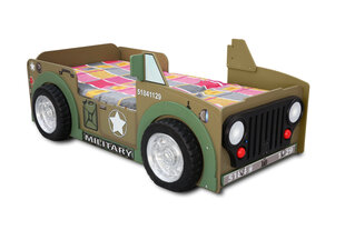 Кровать с матрасом Jepp, зеленый/коричневый цена и информация | Детские кровати | kaup24.ee