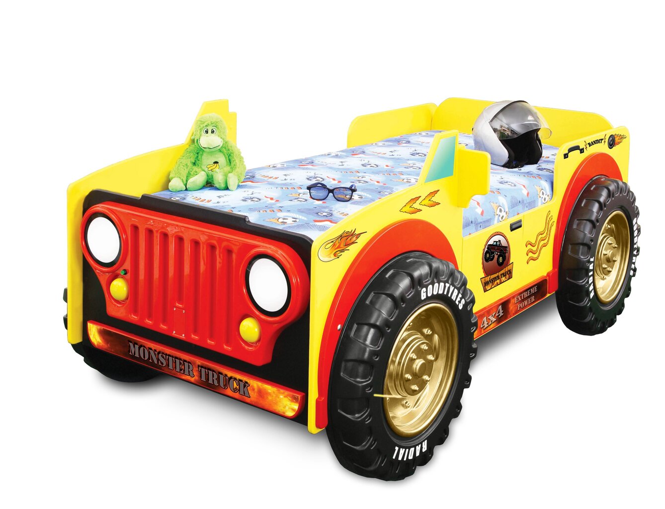 Voodi koos madratsiga Monster Truck, kollane hind ja info | Lastevoodid | kaup24.ee