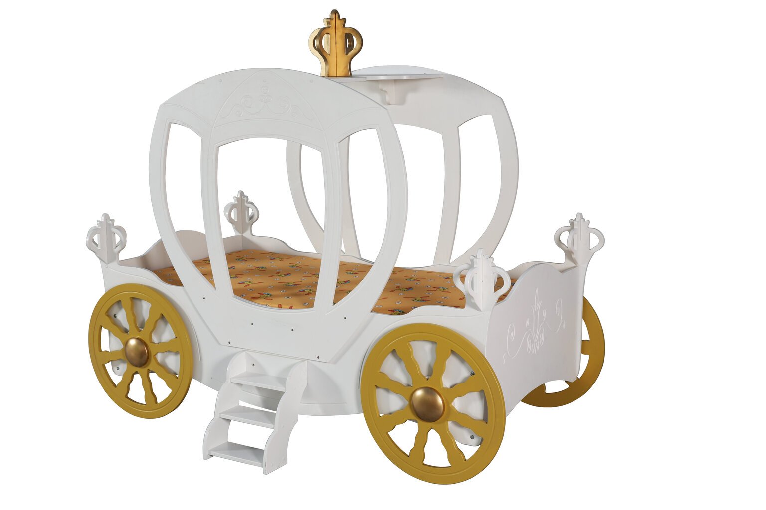 Voodi koos madratsiga Princess Carriage, valge цена и информация | Lastevoodid | kaup24.ee