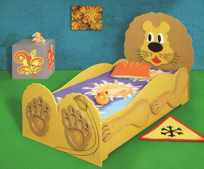 Кровать с матрасом Lion Small, желтая цена и информация | Детские кровати | kaup24.ee