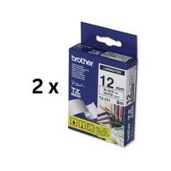 Teip Brother Tz-232, 12 mm x 8 m, punane valgel, 2 tk hind ja info | Printeritarvikud | kaup24.ee
