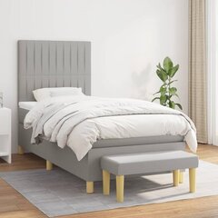 vidaXL Кровать с пружинами и матрасом, серый, 100х200см, ткань цена и информация | Кровати | kaup24.ee
