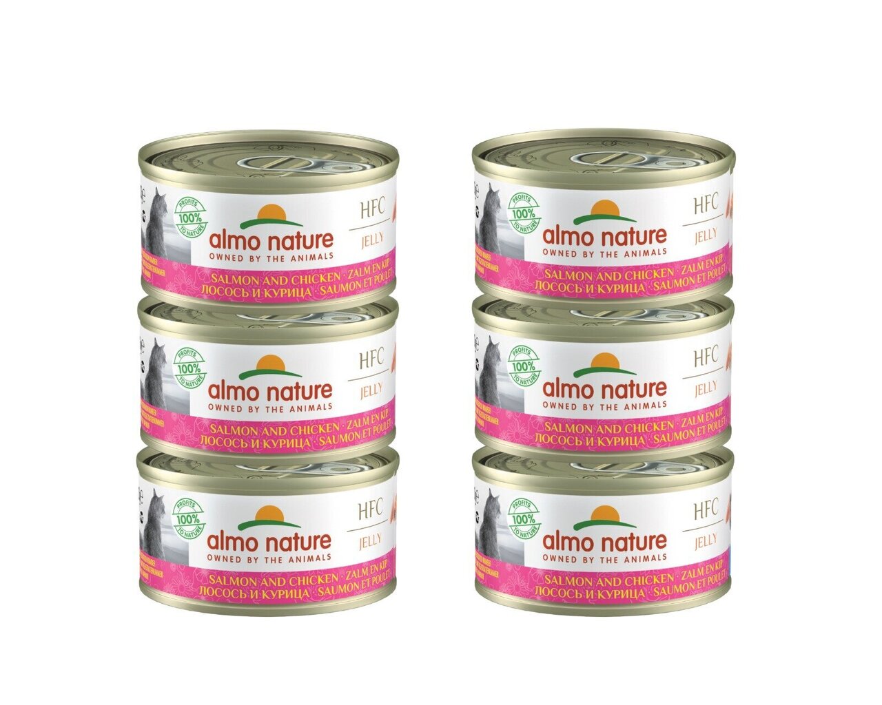 Almo Nature HFC Jelly kassidele, lõhe ja kana tarretises, 6x70g. цена и информация | Konservid kassidele | kaup24.ee