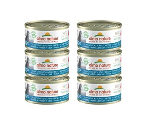 Almo Nature HFC Natural, kassidele, tuunikala, kana ja juustuga, 6x70 g hind ja info | Konservid kassidele | kaup24.ee
