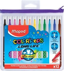 Фломастеры MAPED "Color`Peps" Long Life 12 цветов цена и информация | Принадлежности для рисования, лепки | kaup24.ee