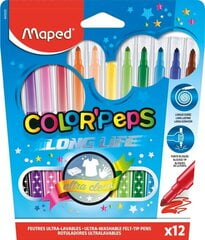 Фломастеры MAPED "Color`Peps" Long Life 12 цветов цена и информация | Принадлежности для рисования, лепки | kaup24.ee