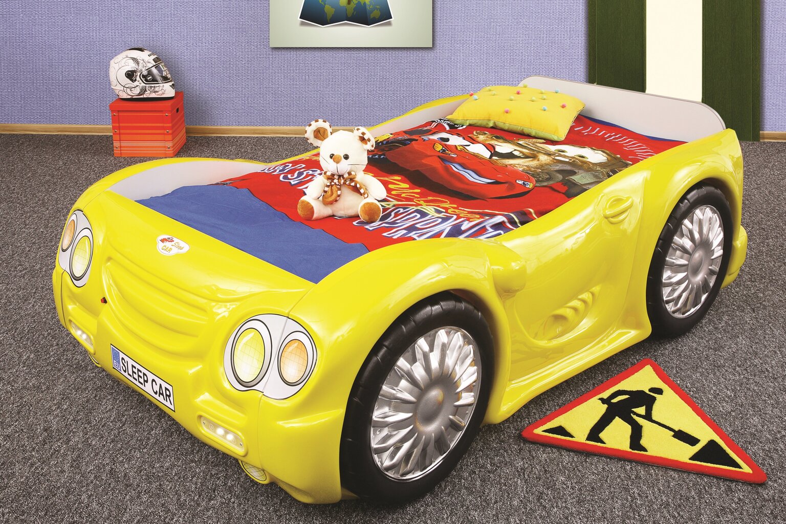 Voodi koos madratsiga Sleep Car, kollane hind ja info | Lastevoodid | kaup24.ee