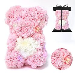 Roosa roosikaru led tuledega, 25cm hind ja info | Muud kingitused | kaup24.ee