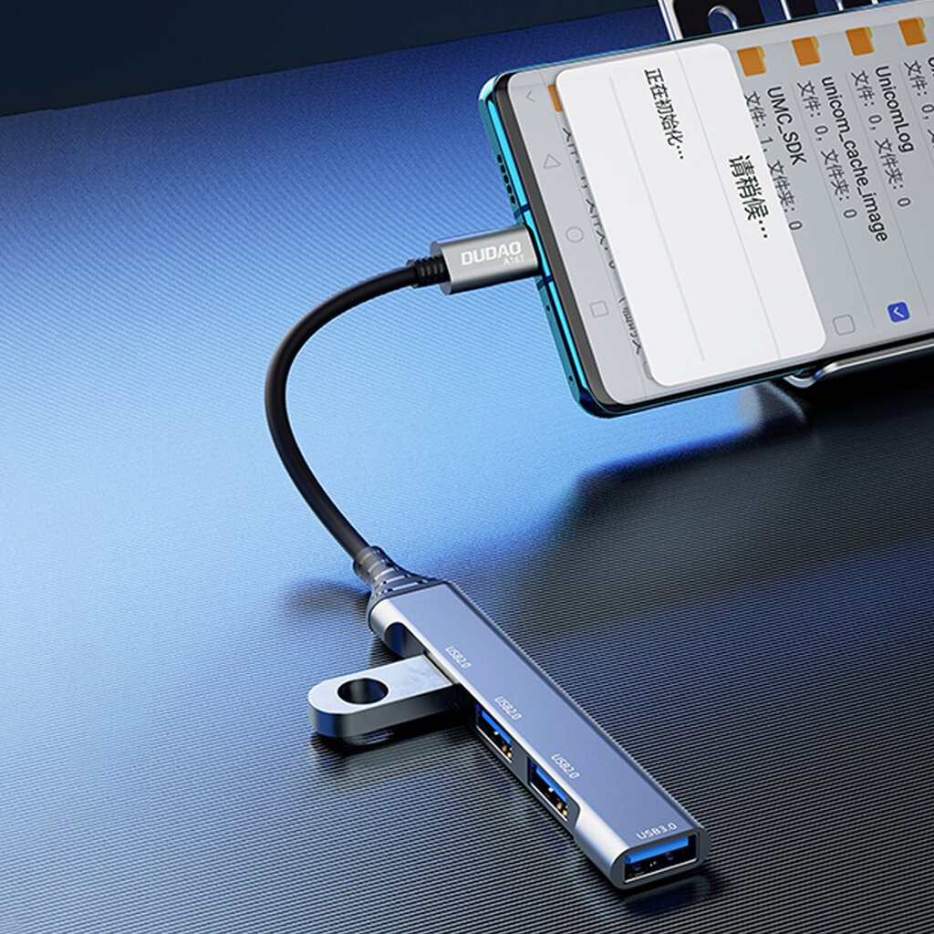 Dudao HUB 4in1 USB-C - 4x USB-A (3 x USB2.0 / USB3.0) 6.3cm (A16T) цена и информация | USB jagajad, adapterid | kaup24.ee