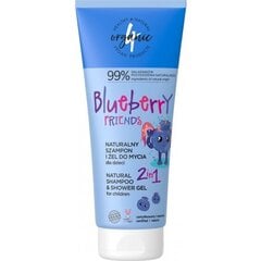 Šampooni ja pesugeel lastele 2in1 Blueberry Friends 4organic, 200ml цена и информация | Косметика для мам и детей | kaup24.ee