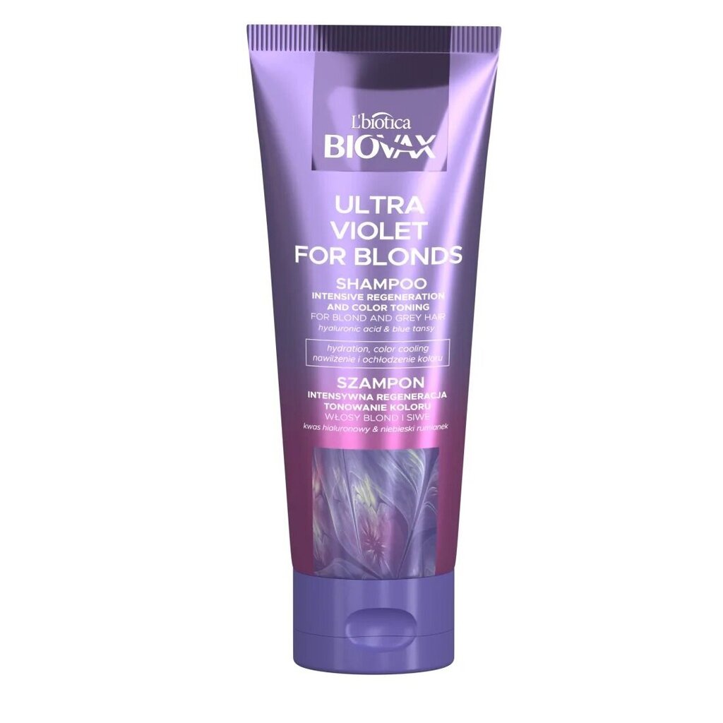 Intensiivselt taastav toniseeriv šampoon heledatele ja hallidele juustele L'biotica Biovax Ultra Violet For Blonds Shampoo, 200ml цена и информация | Šampoonid | kaup24.ee