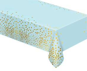 Скатерть фольгированная, 137 x 183 см, цвет light blue, gold dots, SH-OFGN 3215 цена и информация | Праздничная одноразовая посуда | kaup24.ee