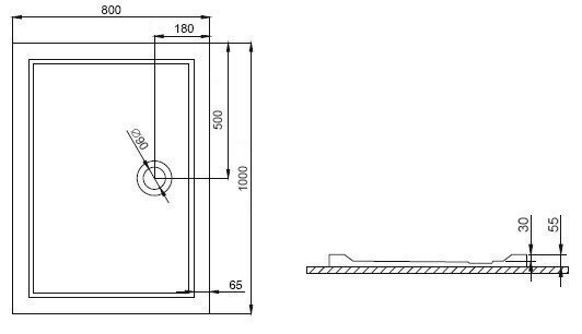 Dušialus Liveno 100 x 80 cm valge hind ja info | Dušialused | kaup24.ee