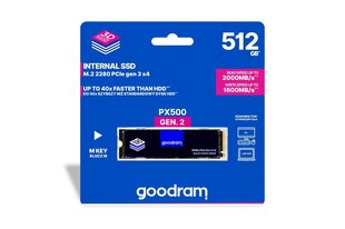 GoodRam SSDPR-PX500-512-80-G2 512GB M.2 PCIe NVMe PX500 G2 цена и информация | Внутренние жёсткие диски (HDD, SSD, Hybrid) | kaup24.ee