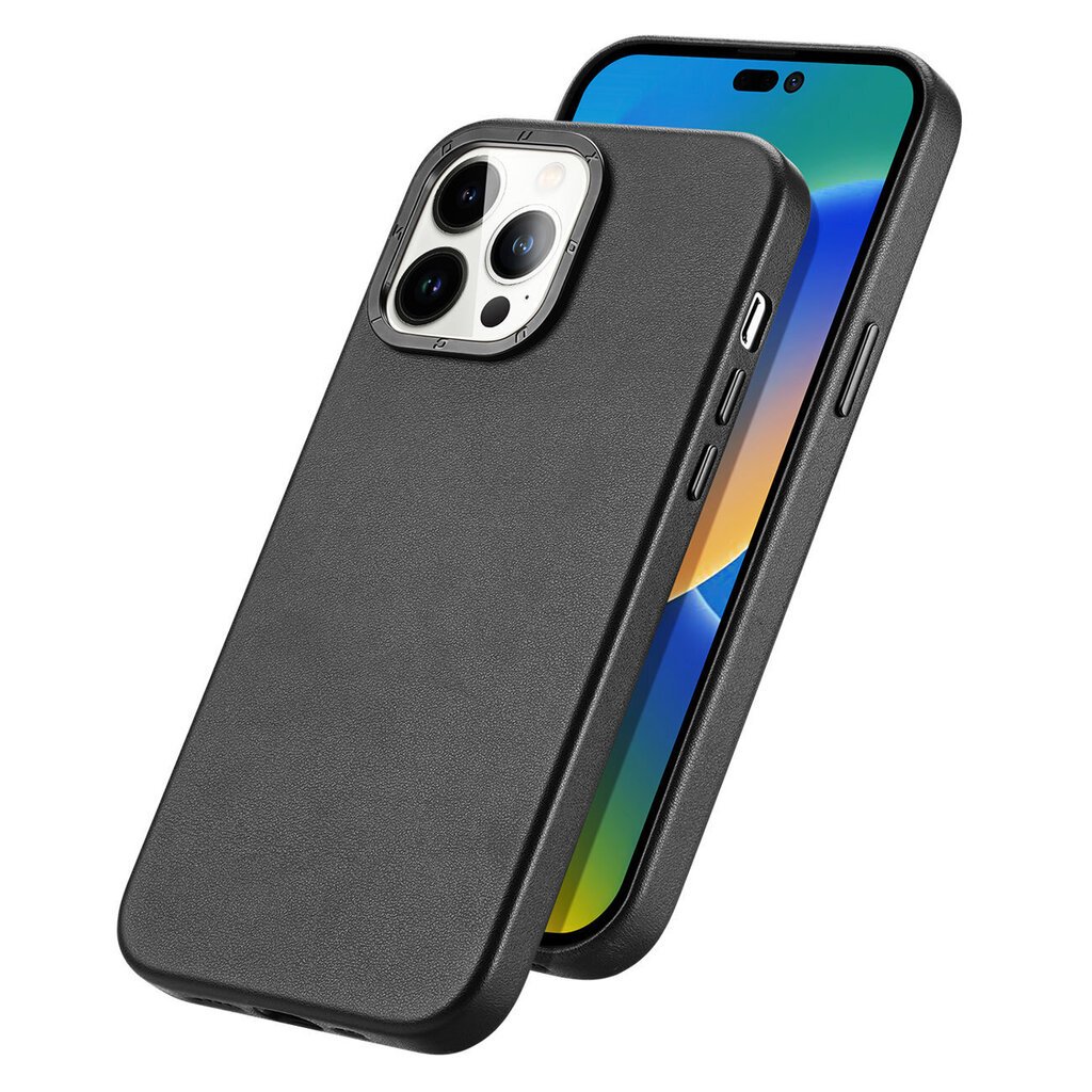 Telefoniümbris Dux Ducis Grit Leather Case for iPhone 14 Pro Elegant Faux Leather Cover (MagSafe Compatible), must цена и информация | Telefoni kaaned, ümbrised | kaup24.ee