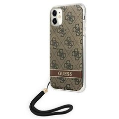 Guess GUOHCN61H4STW iPhone 11 brązowy/brown hardcase 4G Print Strap hind ja info | Telefoni kaaned, ümbrised | kaup24.ee