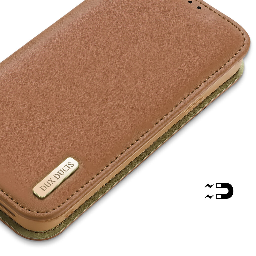 Telefoniümbris Dux Ducis Hivo Leather Flip Cover Genuine Leather Wallet for Cards and Documents iPhone 14, pruun цена и информация | Telefoni kaaned, ümbrised | kaup24.ee
