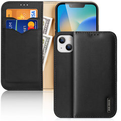 Telefoniümbris Dux Ducis Hivo Leather Flip Cover Genuine Leather Wallet for Cards and Documents iPhone 14 Plus, must hind ja info | Telefoni kaaned, ümbrised | kaup24.ee